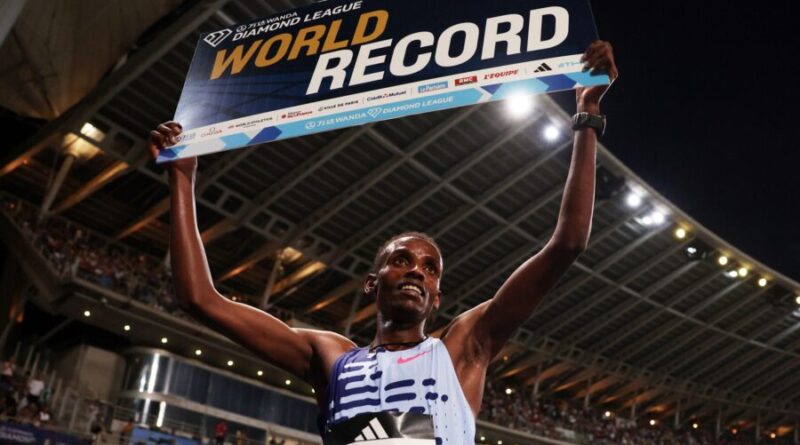 Lamecha Girma breaks the world 3000m Steeplechase record in Paris (photo © diamond league paris)