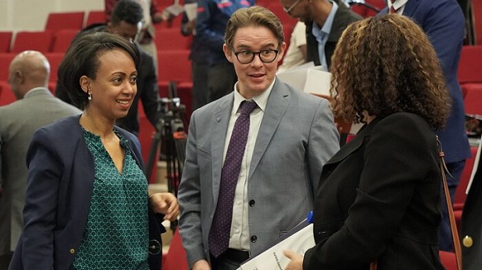 Health Minister Dr. Lia Tadesse (L), Acting Mission Director Timothy Stein (center) and WHO Ethiopia Country Director Dr. Nonhalanhla Dlamini at the launching event in Addis Ababa, Tuesday June 13, 2023.