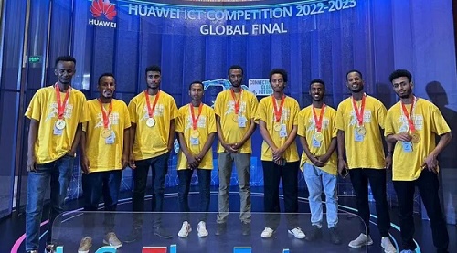 A team of nine university students from Ethiopia won third prize in the 7th Huawei ICT Competition Global Finals held in Shenzhen, China, in May, 2023.