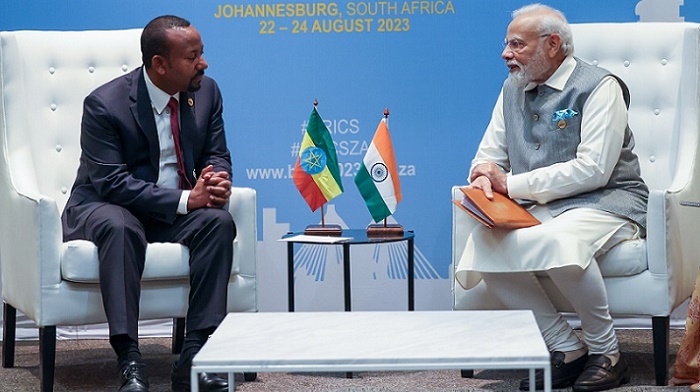 Abiy and Modi met on the sidelines of the 15th BRICS summit in South Africa's commercial city today.