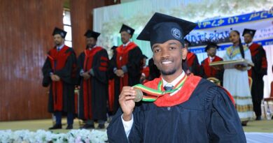 Dr Michael Zenebe Nigussie take the gold medal after graduating with highest GPA
